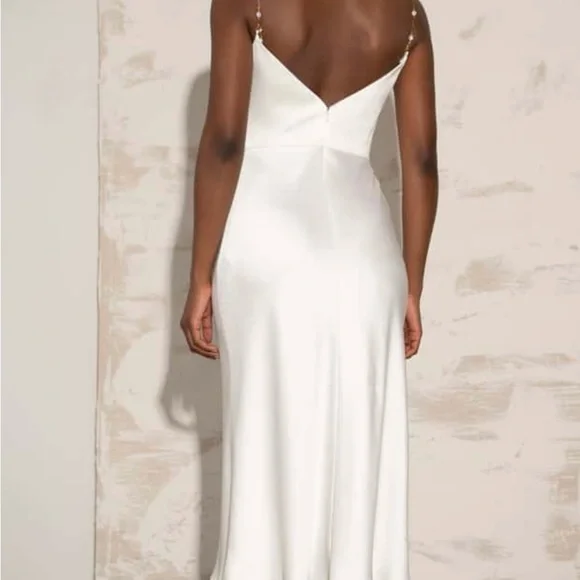 Jenny Yoo Andrea Ivory Satin Midi Dress - Picture 2 of 4